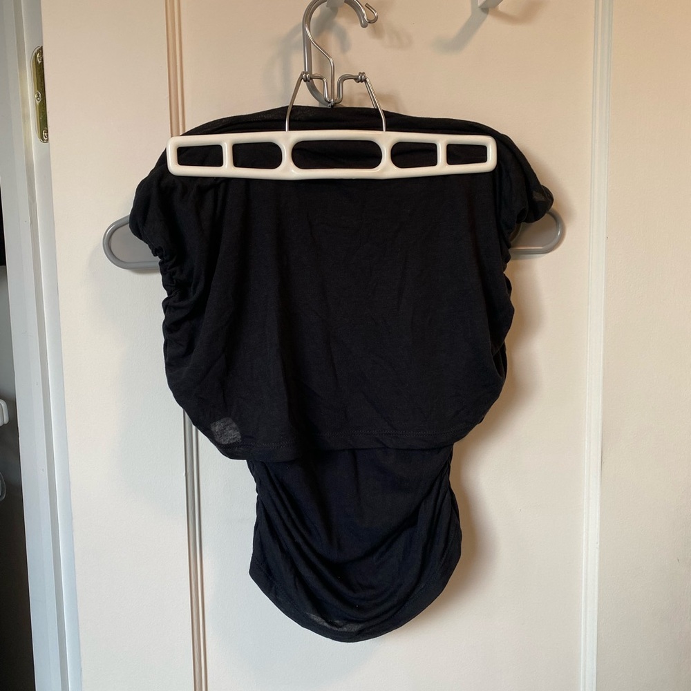 Abercrombie & Fitch Black Foldover Off-The-Shoulder Sheer Top